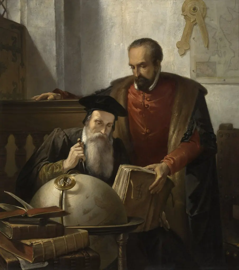 Mercator and Ortelius, by Joseph Bellemans, oil, 1870
