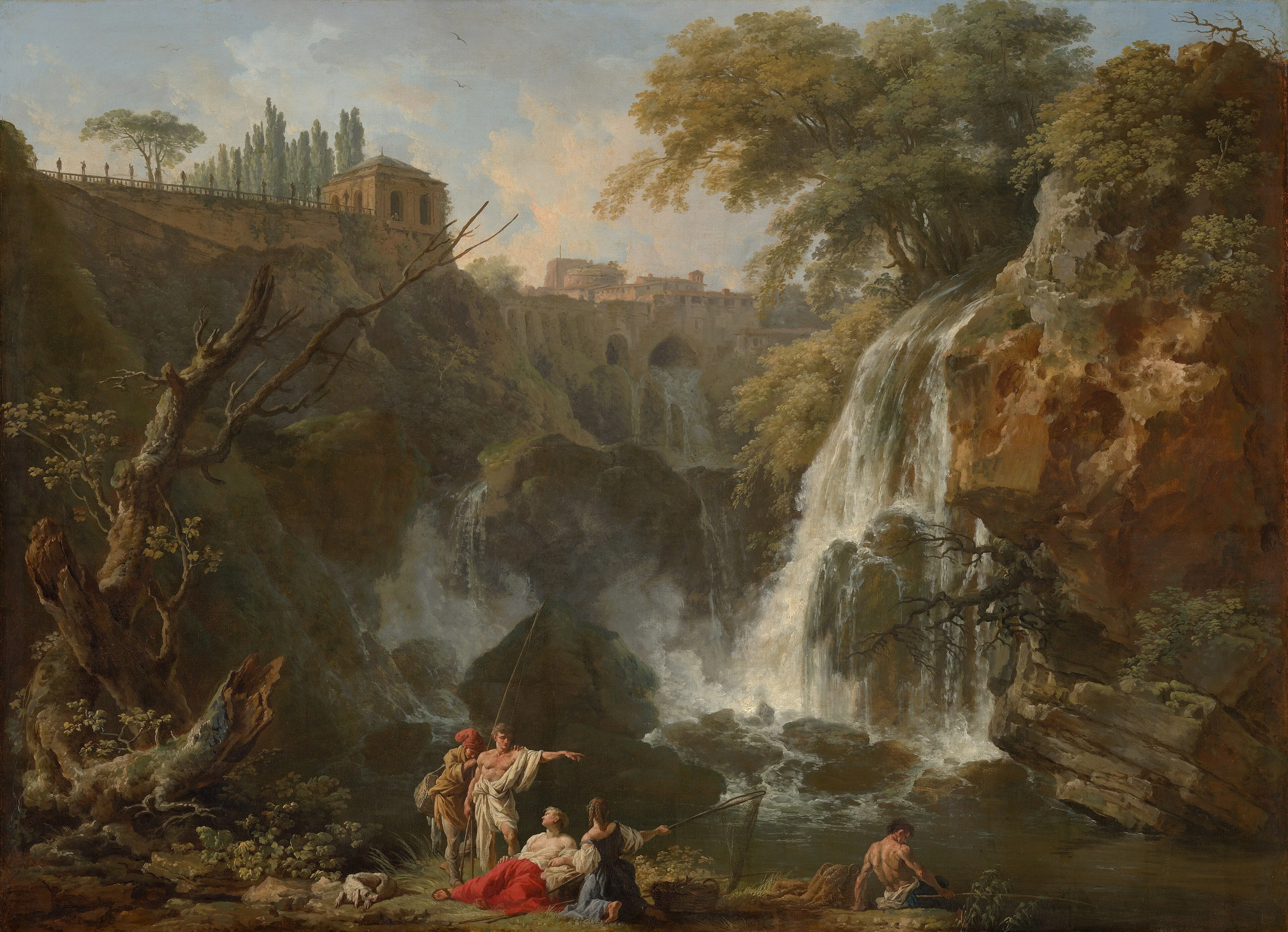 The Waterfalls at Tivoli, with the Villa of Maecenas, detail