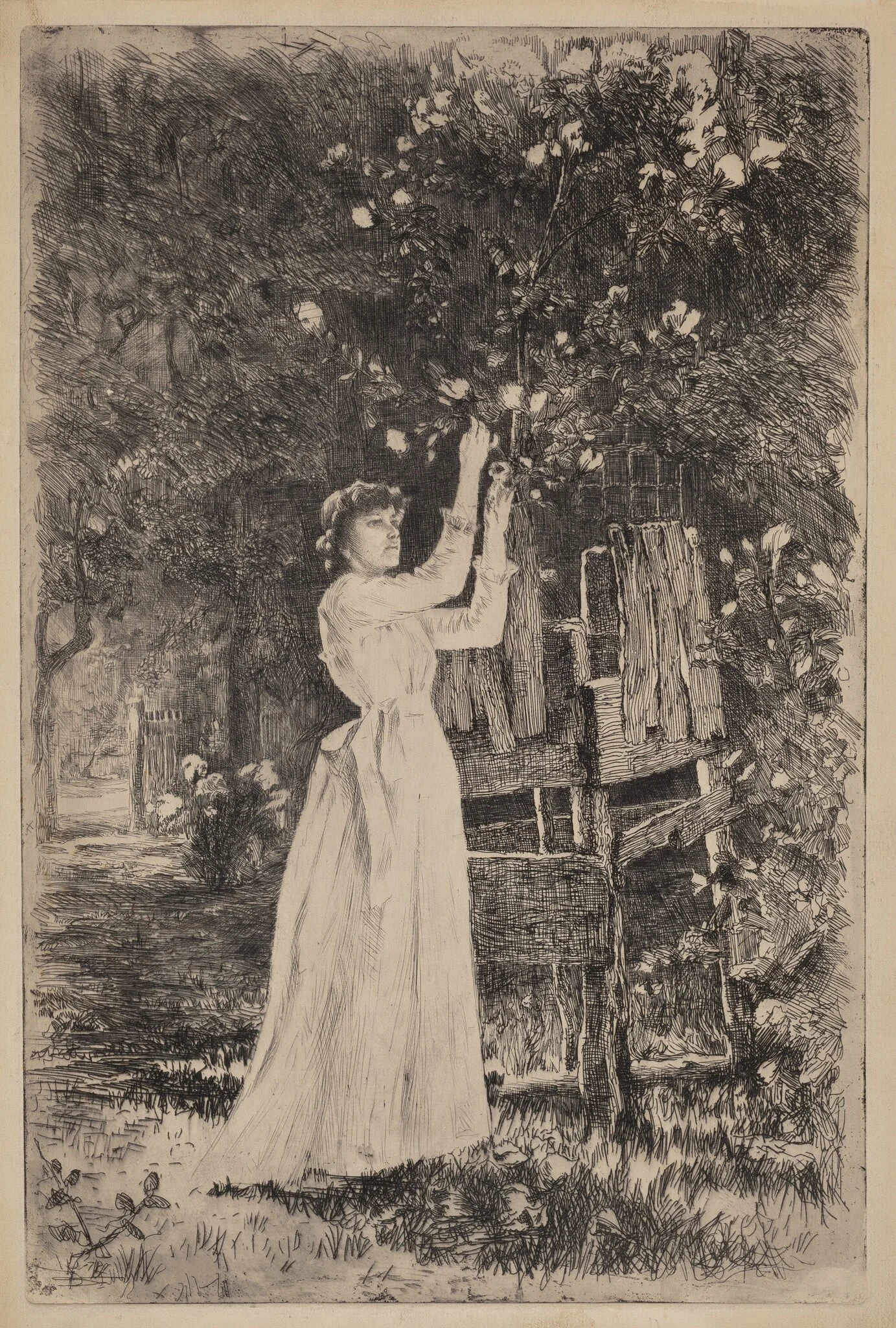 Untitled (Woman Picking Blossoms), detail