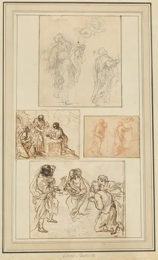 Studies of an Apostle Guided by an Angel and the Adoration of the Shepherds, by Agostino Masucci, 1720