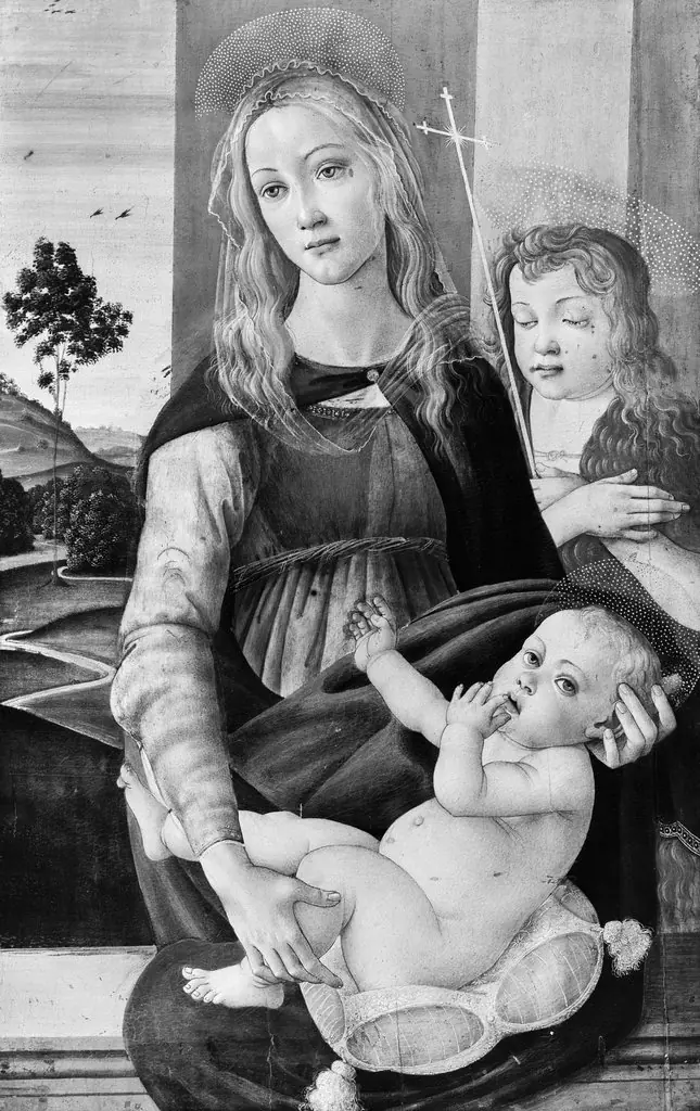 Virgin and Child with young st. John, by Sandro Botticelli, paint, 1487