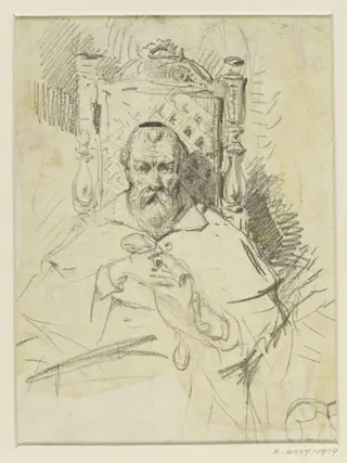 An old man seated in a chair, by Henry RA Edridge, 1769