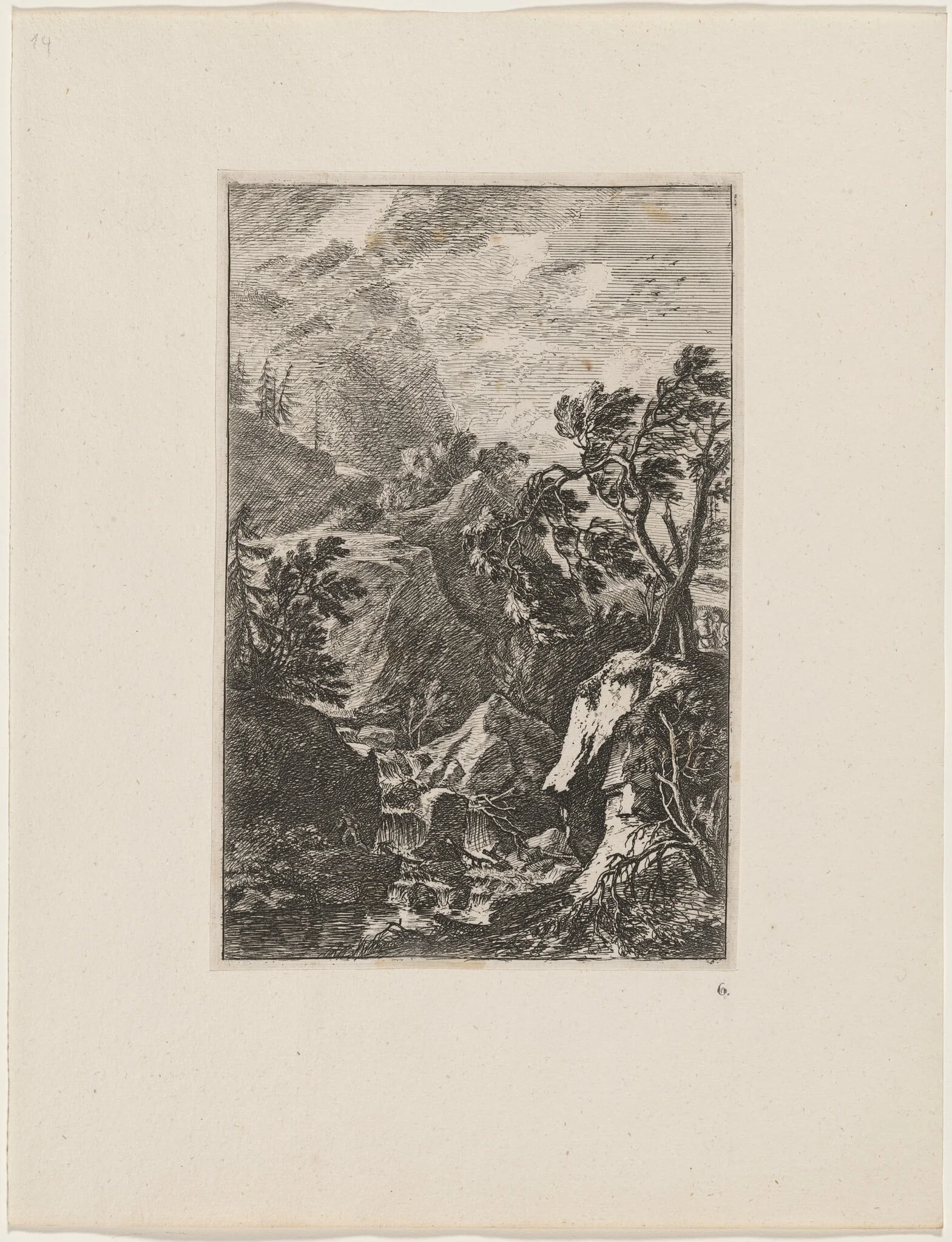 Two Men beside Two Trees, detail
