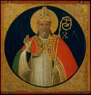A Bishop Saint, by Fra Angelico, tempera, 1425