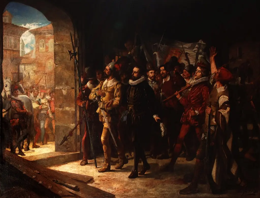 Antonio Pérez released from the prison of the Manifestados by the people of Zaragoza in 1591, by Manuel Ferran i Bayona, oil, 1864
