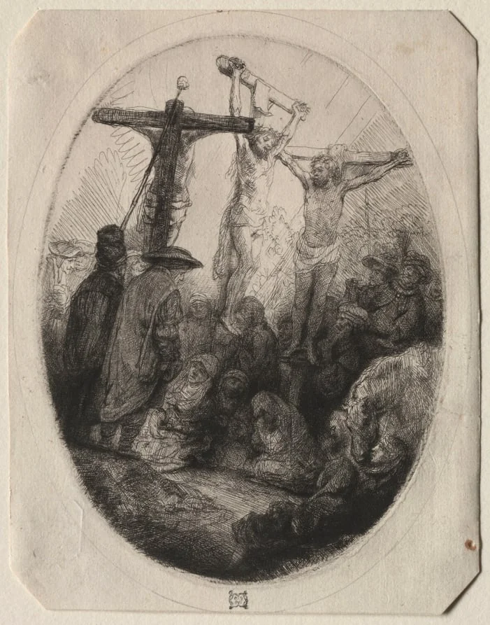 Christ Crucfied Between Two Thieves: An Oval Plate, detail