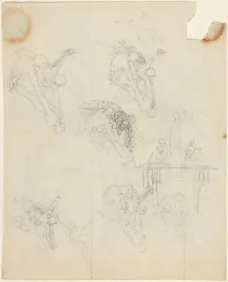 Sheet of Studies, by John Flaxman, graphite, 1790