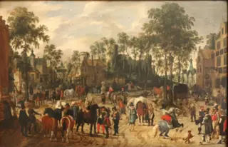 Horse market, by Sebastiaen Vrancx, oil, 1640