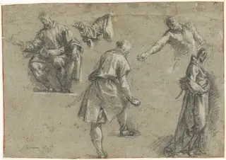 Studies for Christ Before Caiaphas, by Mazzucchelli, called Morazzone, Pier Francesco, gouache, 1608