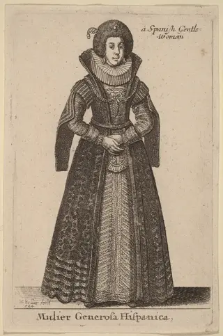 Mulier Generosa Hispanica (Spanish Gentlewoman), by Wenceslaus Hollar, ink, 1644