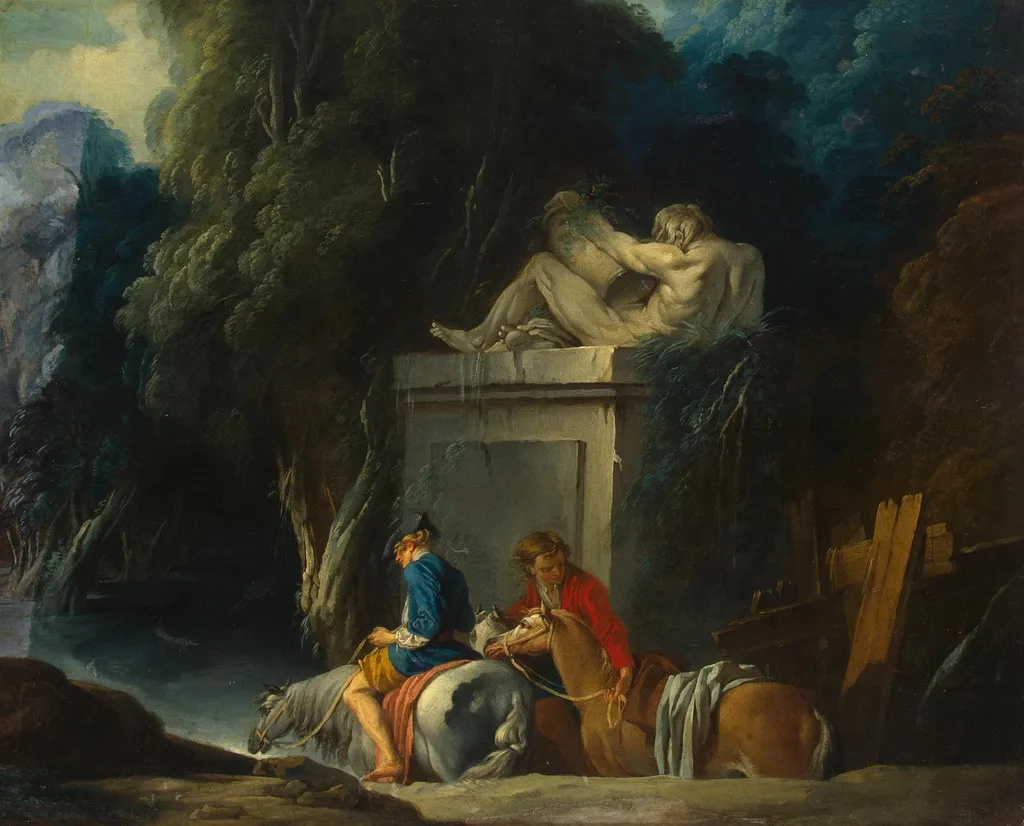Crossing the Ford, by François Boucher, oil, 1730