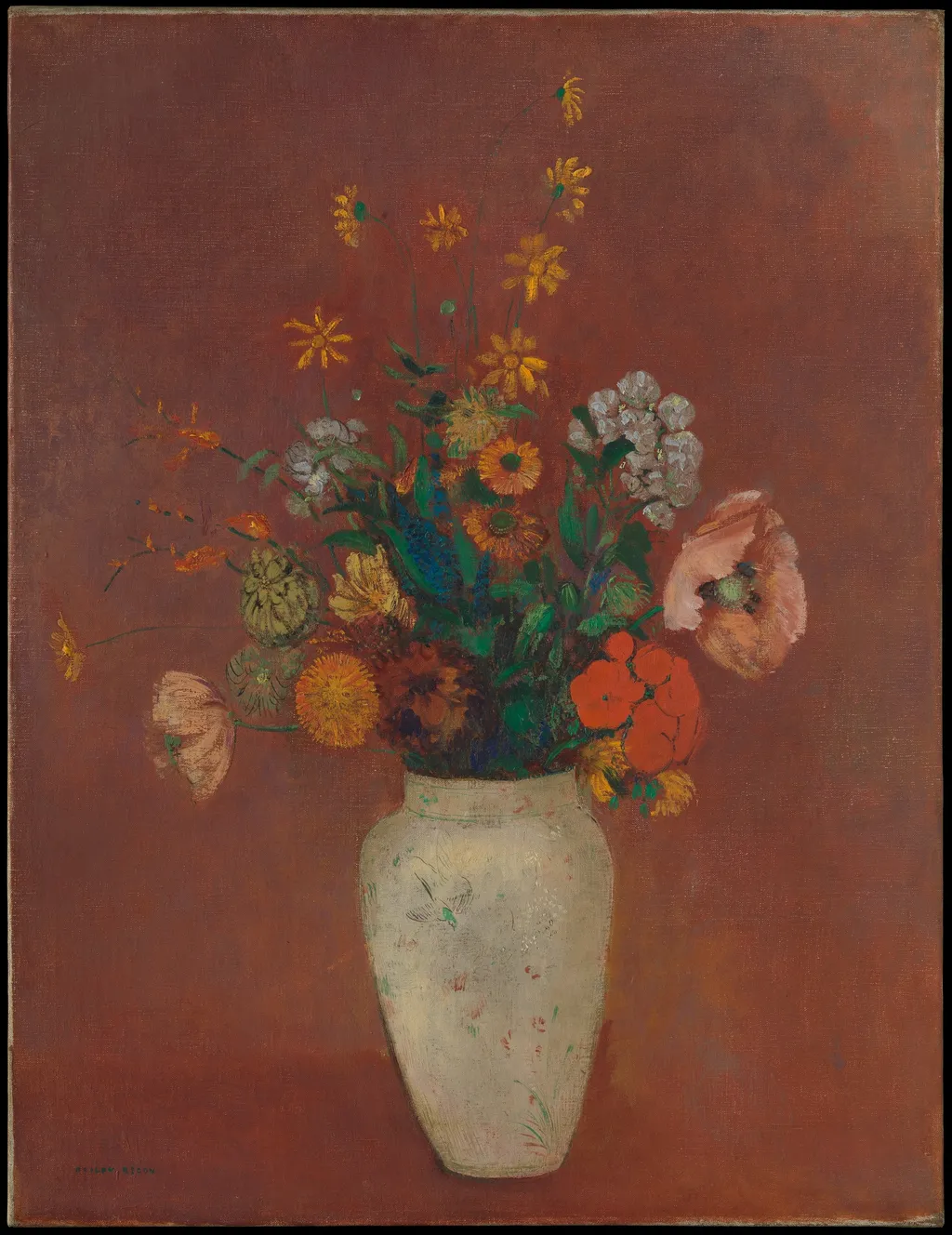 Bouquet in a Chinese Vase, by Odilon Redon, oil, 1912