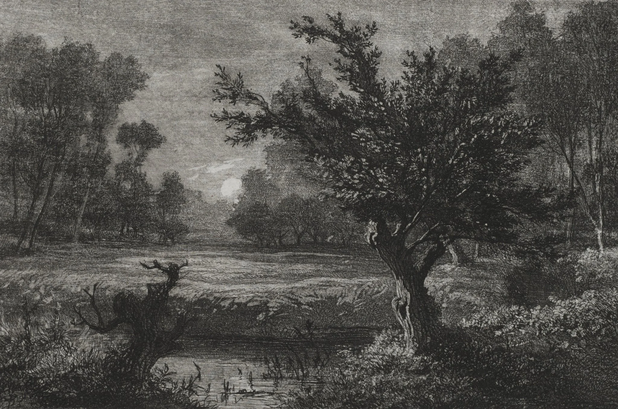 Moonrise in the Andilly Valley, detail