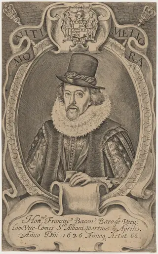 Sir Francis Bacon, by Simon van de Passe, ink, 1621