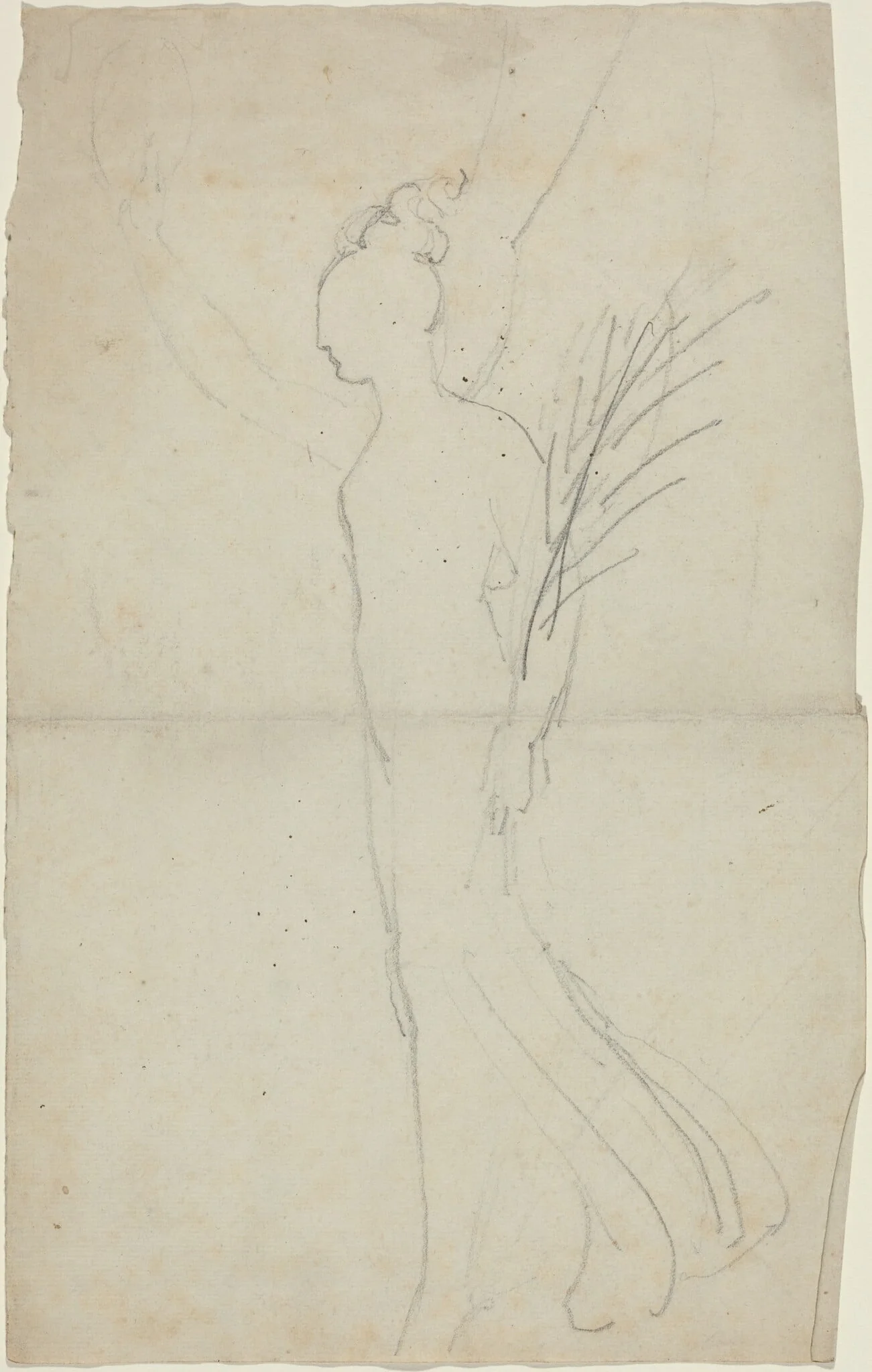 Striding Female with Palm, detail