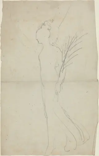 Striding Female with Palm, by John Flaxman, graphite, 1790