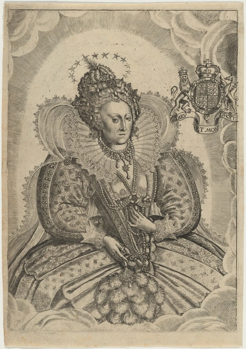 Queen Elizabeth, by Francis Delaram, ink