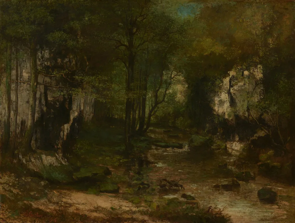 The Stream (Le Ruisseau du Puits-Noir; vallée de la Loue), by Gustave Courbet, oil, 1855