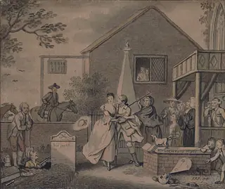 A Group at a Church Porch, by Collet, 1750