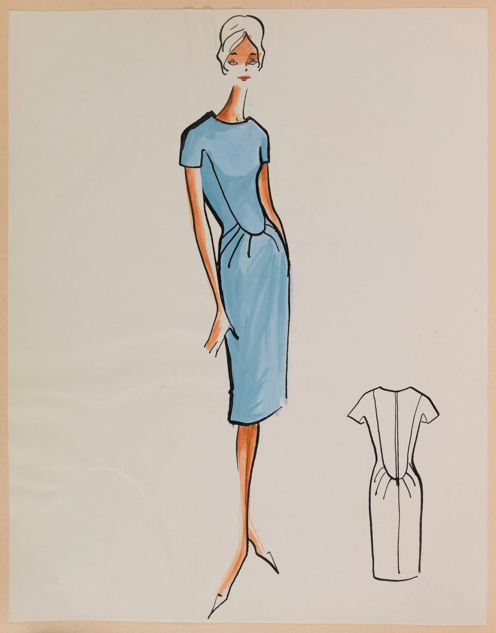 Robe ajustée bleu ciel, detail