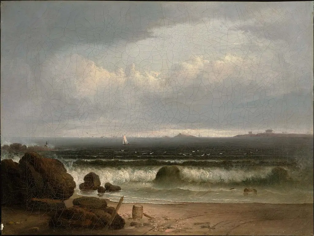 Beach Scene with Rocks II, by Thomas Doughty, oil, 1835