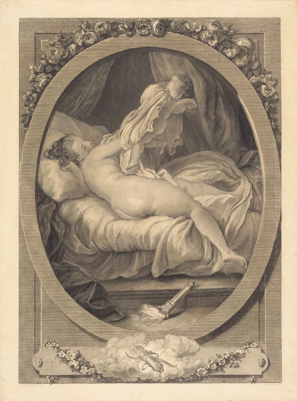 La  Chemise enlevée, by E. Guersant, ink, 1782