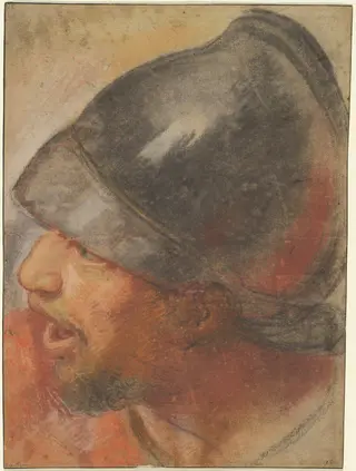 Head of a Macedonian Soldier, by Charles Le Brun, pastel, 1668