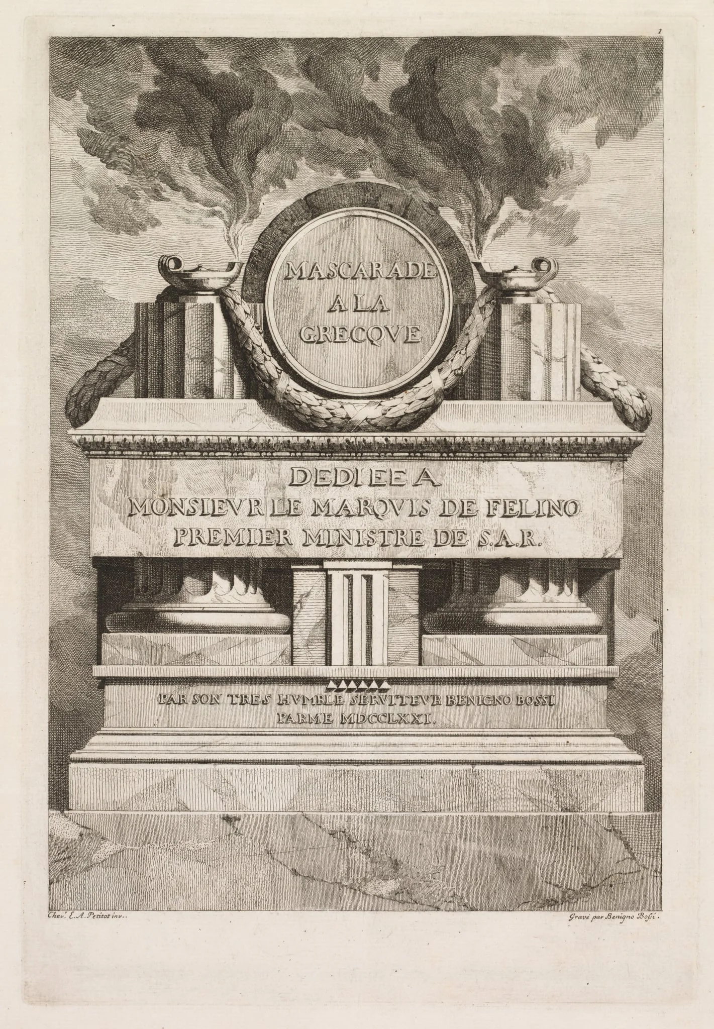 Mascarade à la Grecque: Dedication Page, detail