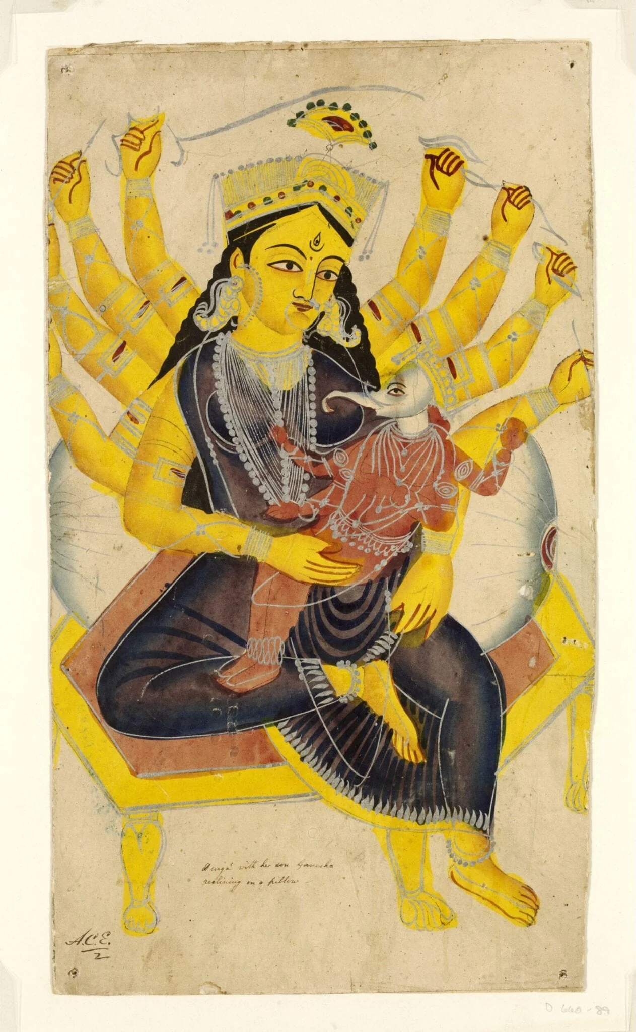 Durga and Ganesha, detail