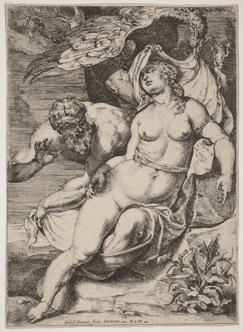 Jupiter and Antiope, by Willem Panneels, ink, 1631