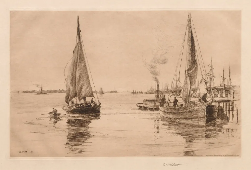 Two Sloops on the East River, by Charles Adams Platt, 1889
