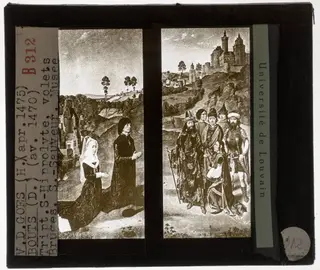 Dirk Bouts (en atelier). Hugo van der Goes. Anoniem. Triptiek met de Marteldood van de Heilige Hippolytus Zijpanelen, voorzijde, by Dieric Bouts, unspecified