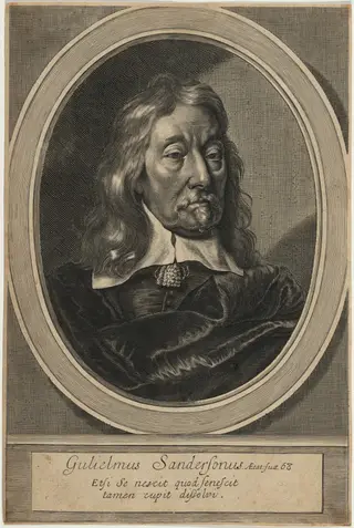 Sir William Sanderson, by William Faithorne, ink, 1658