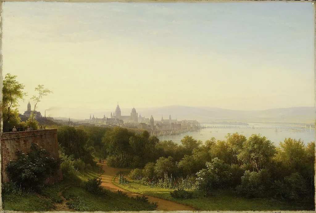 View of Mainz on the Rhine, by Carl Morgenstern, oil, 1846