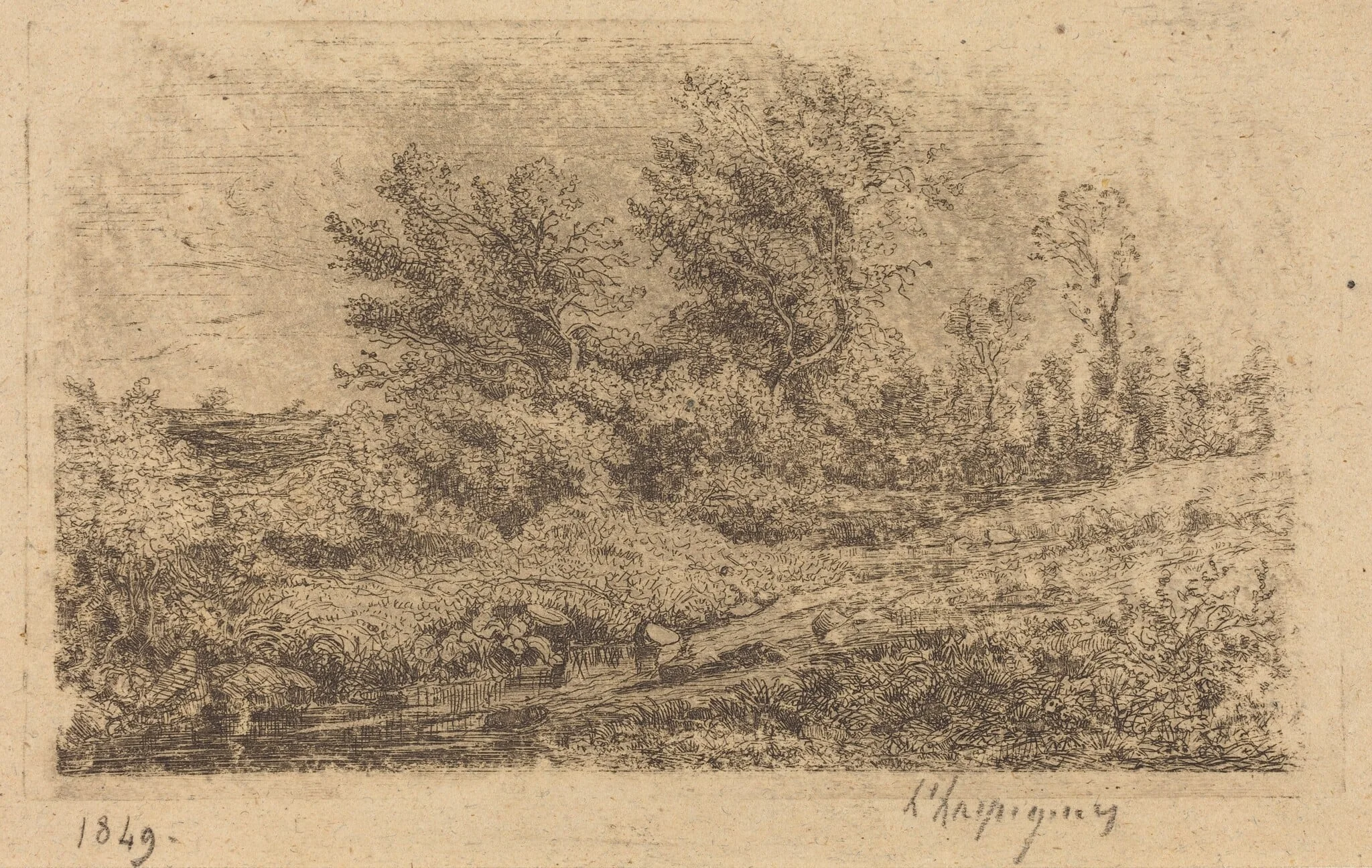 Bouquet d'arbres au ruisseau (Stand of Trees on a River), detail