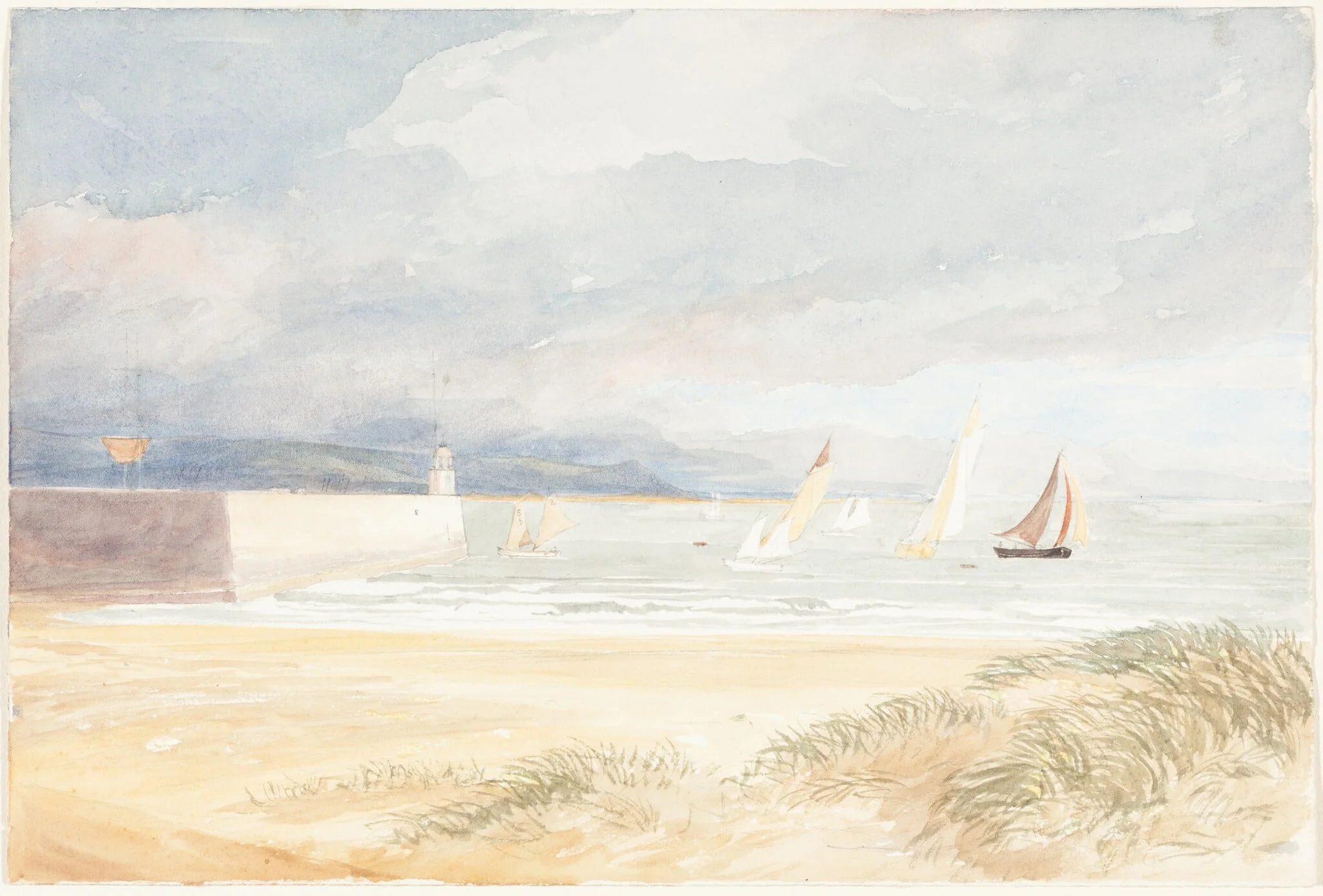 Shore Scene with Sailboats (Portland, Dorset?), detail