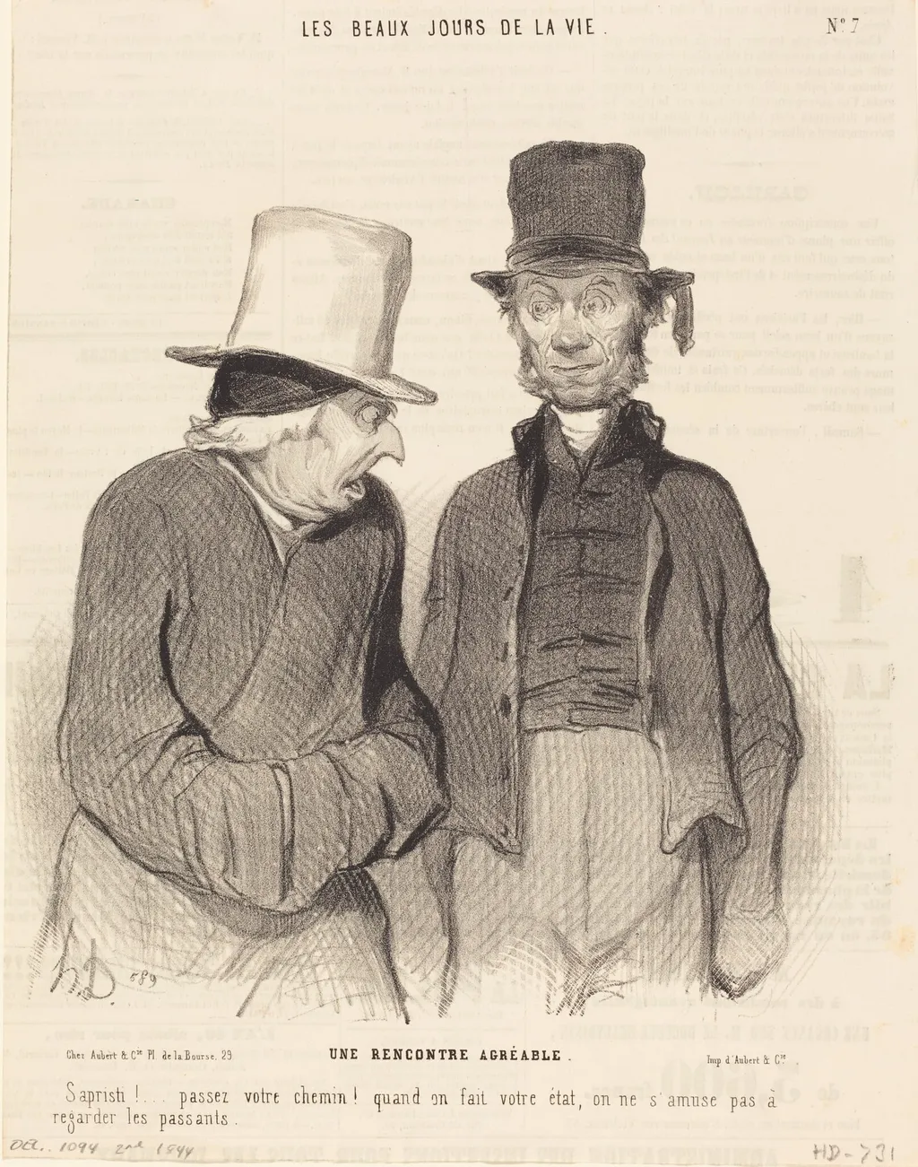 Une Rencontre agréable, by Honoré Daumier, ink, 1844