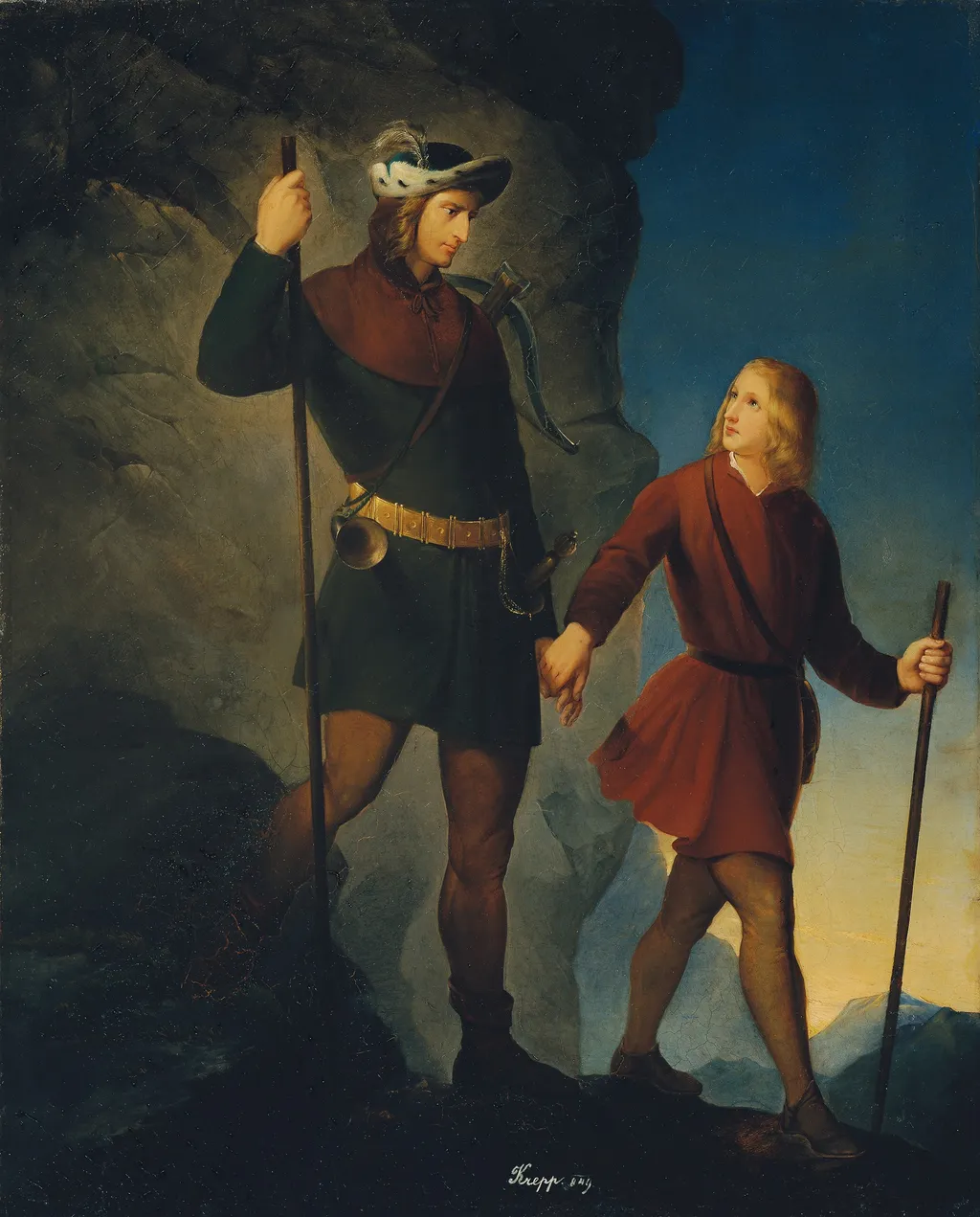 The Rescue of Emperor Maximilian I from the Martinswand, by Friedrich Krepp, oil, 1849