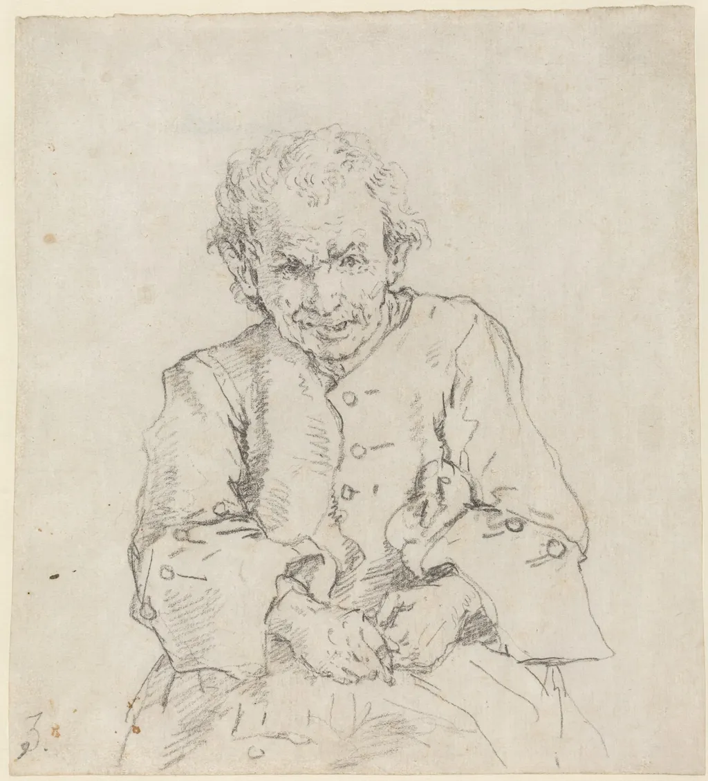 Seated Peasant, by Francesco Zuccarelli, chalk, 1745