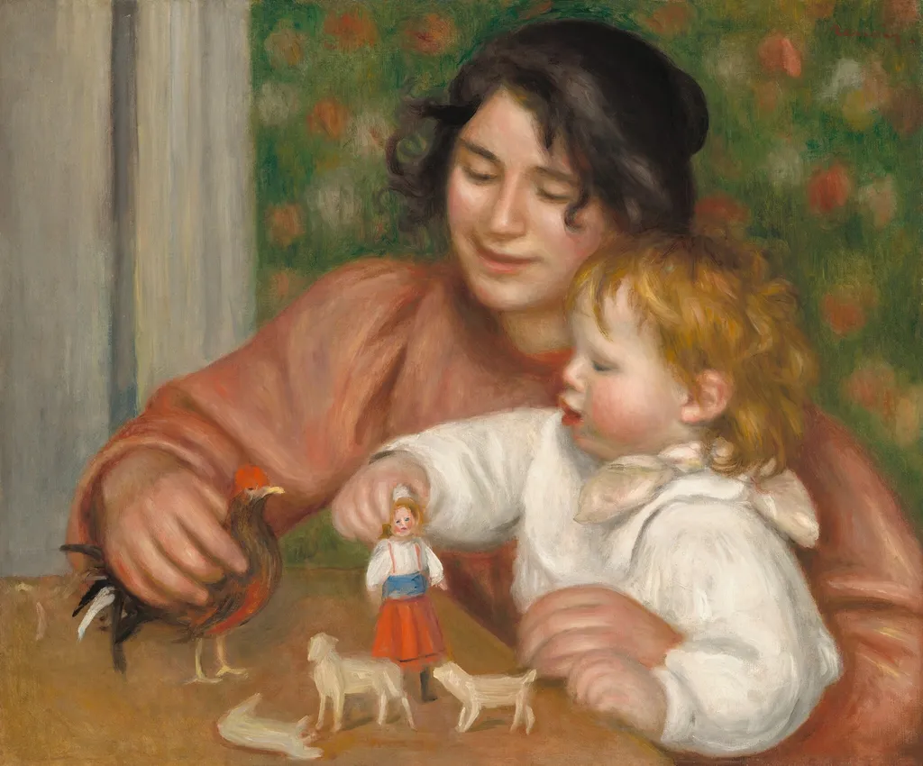 Child with Toys - Gabrielle and the Artist's Son, Jean, by Pierre-Auguste Renoir, oil, 1896