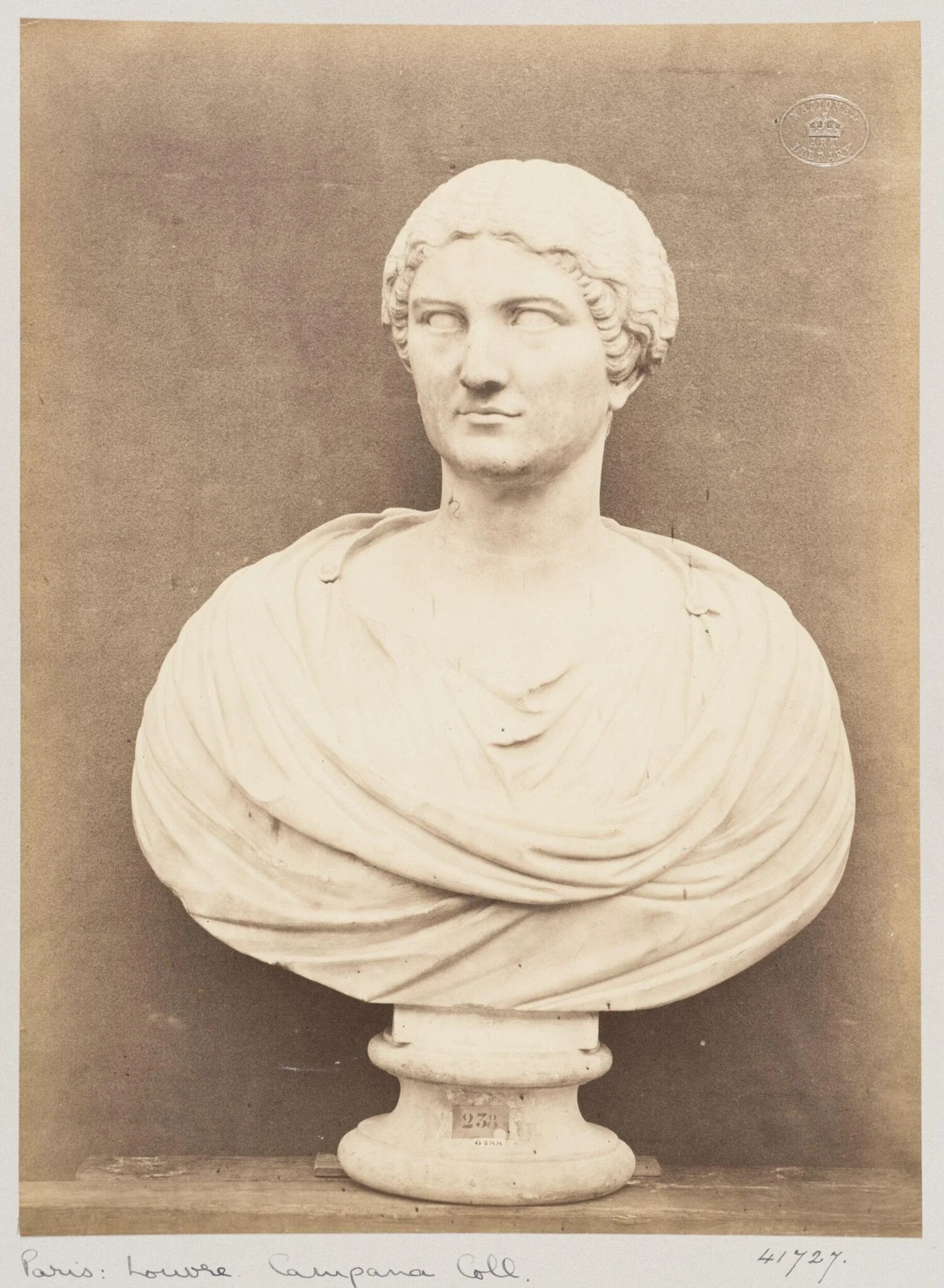 Marble bust of unnamed female, detail
