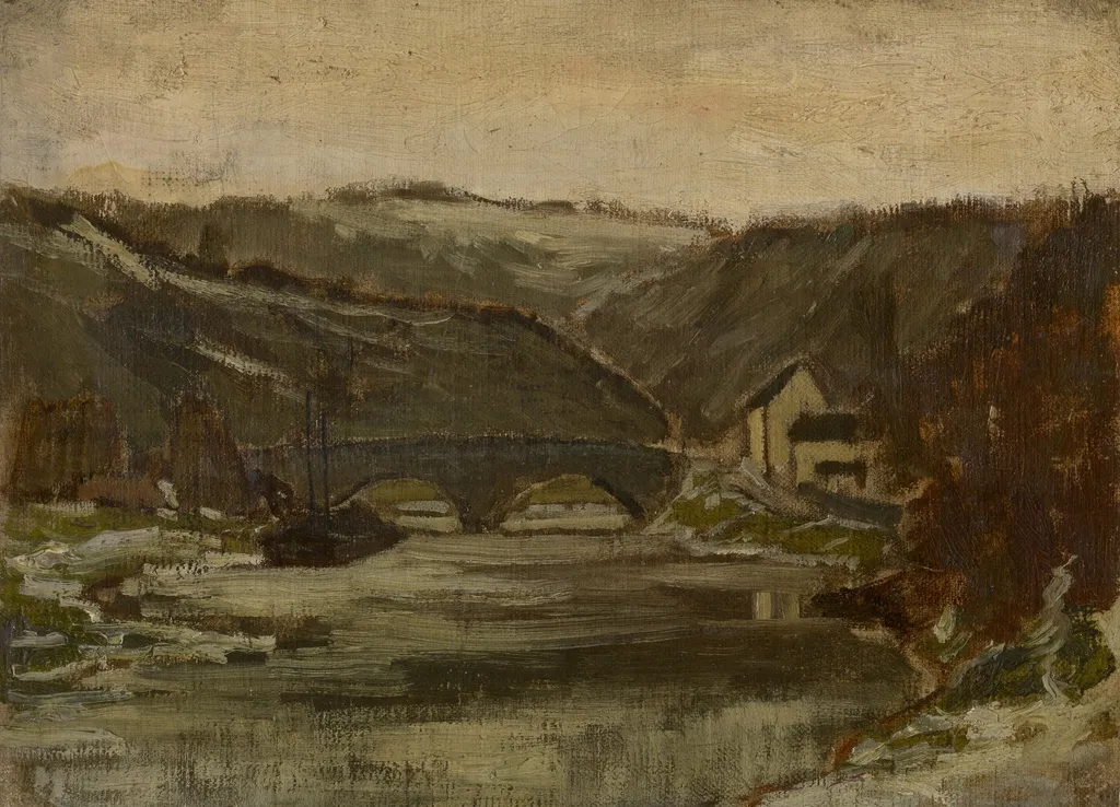 Bridge over the River Lesse, by Félicien Rops, unspecified, 1875