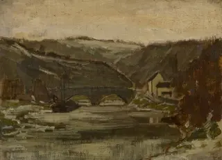 Bridge over the River Lesse, by Félicien Rops, unspecified, 1875