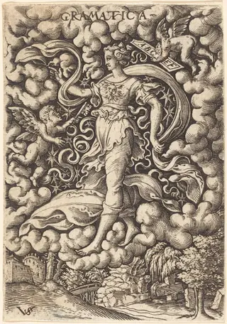Gramatica (Grammar), by Virgil Solis, ink, 1538