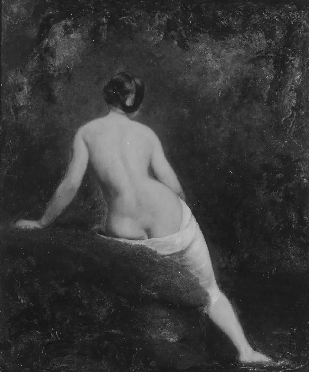 Nude Woman Seated in a Landscape, by William Etty, unspecified, 1828