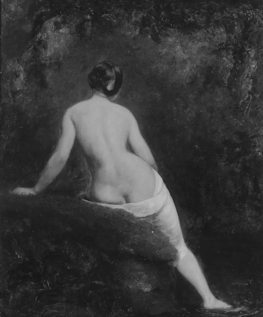 Nude Woman Seated in a Landscape, by William Etty, unspecified, 1828