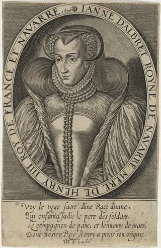 Jeanne D'Albret, Queen of Navarre, Mother of Henry IV of France, by Thomas de Leu, ink