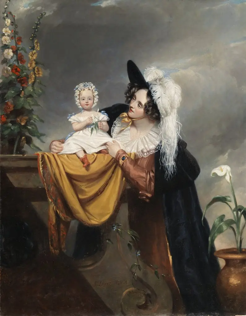 Mrs Lover and her Daughter, by Samuel Lover, oil, 1830