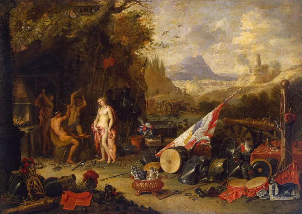 Venus at the Forge of Vulcan (Allegory of the Fire), by Jan van Kessel the Elder, oil, 1662