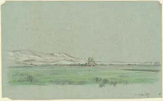 Nile Journey, Colossi of Memnon, by Elihu Vedder, chalk, 1890